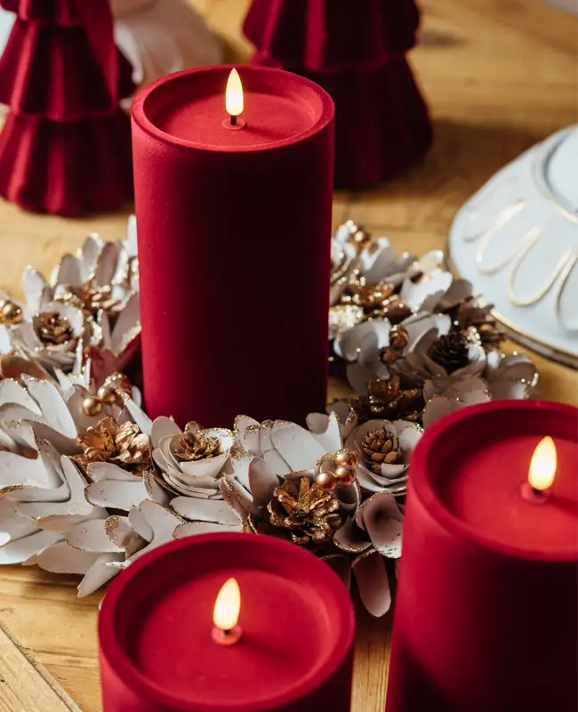 Candele LED effetto velluto – Rosso