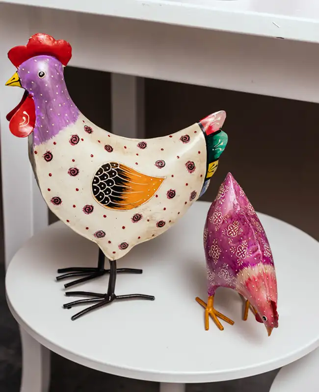 Gallinelle decorative in metallo