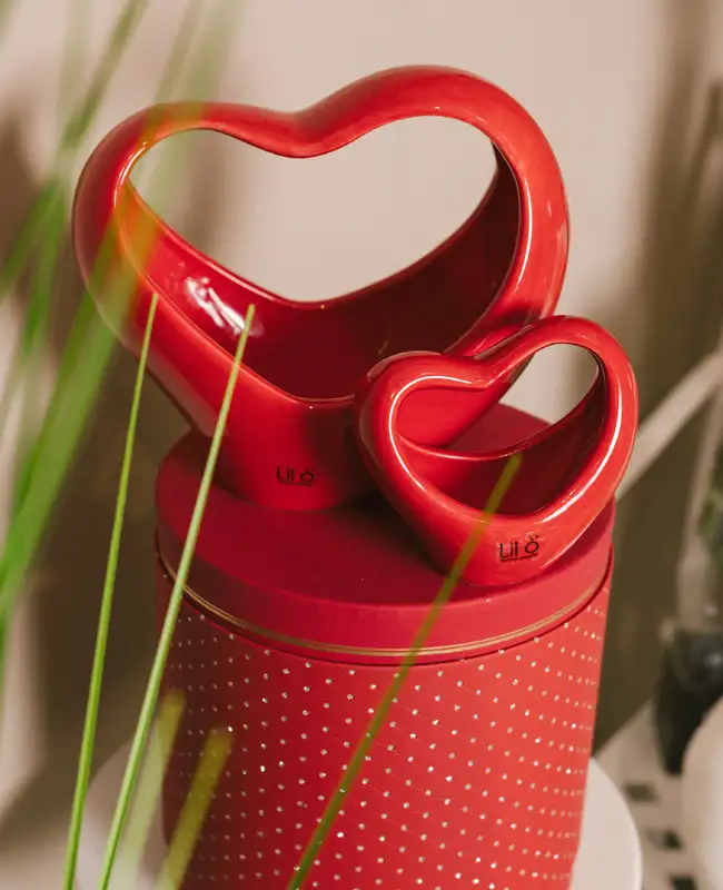 Portacandele cuore in ceramica
