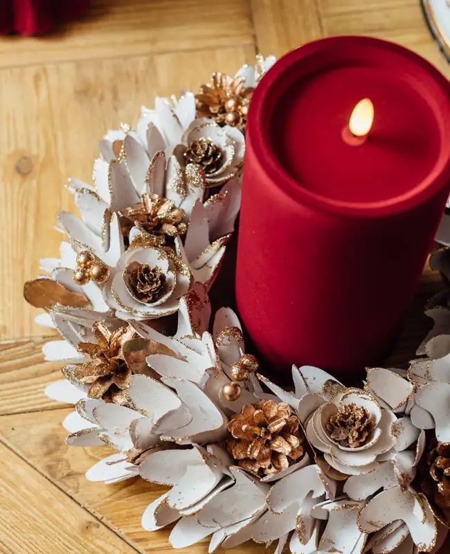 Candela LED effetto velluto – Rosso